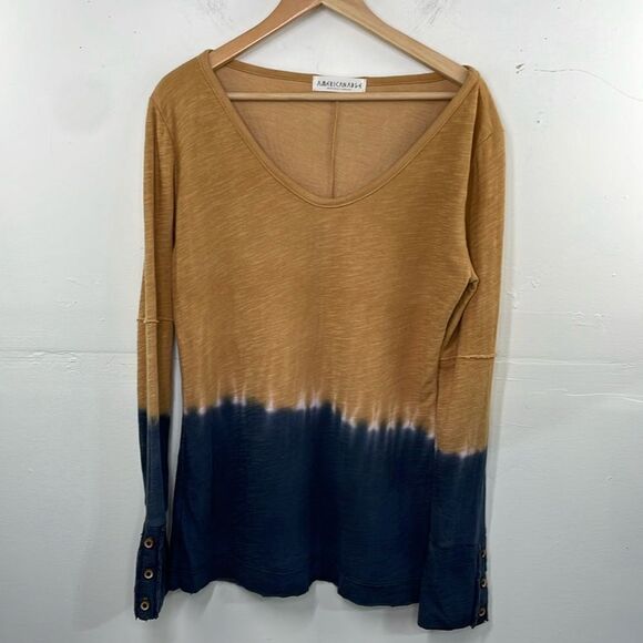 Amerikanable Boho Tie Dye Colorblock Long Sleeve popover size Large - Picture 1 of 13